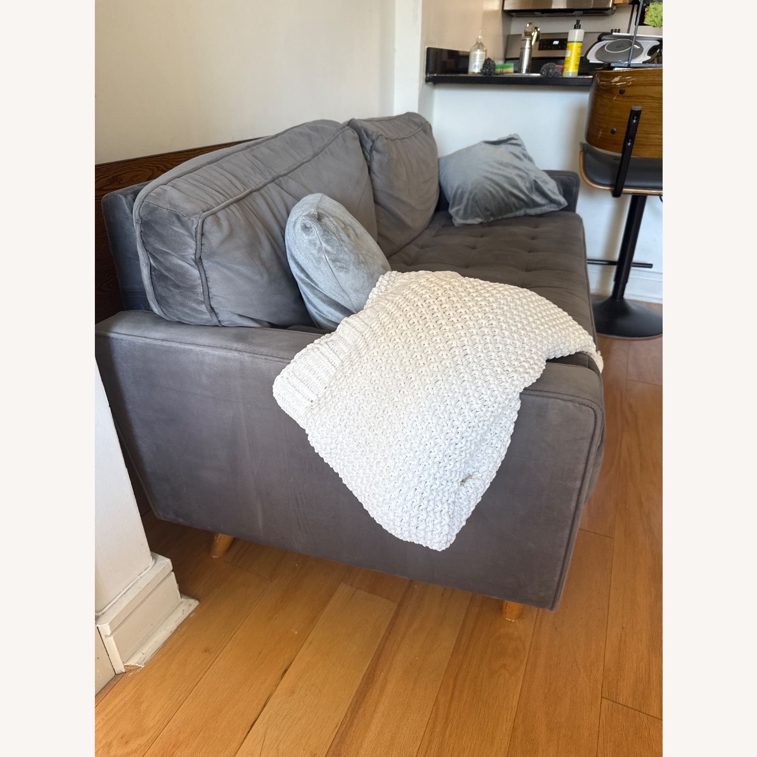 Dark Gray Velvet 2 Seater Sofa - image-2