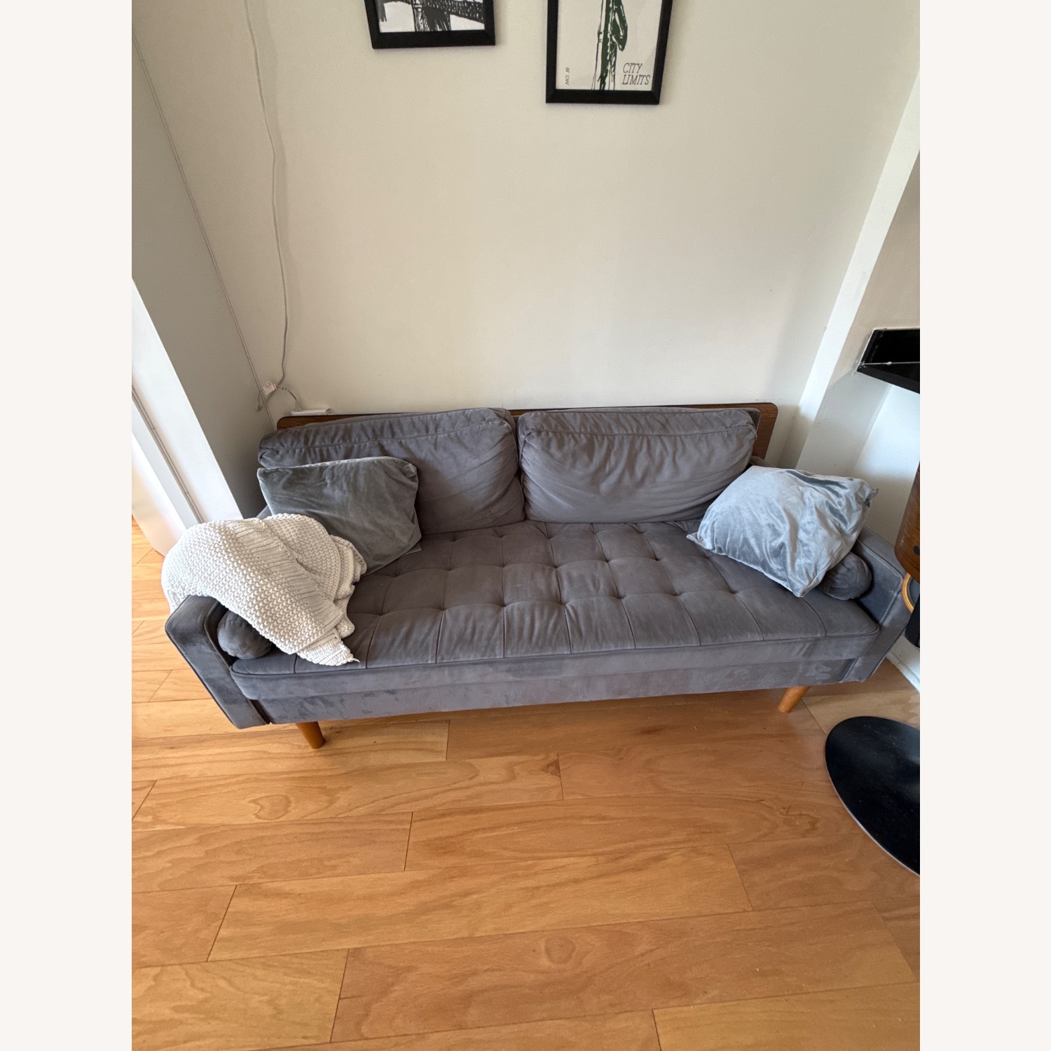Dark Gray Velvet 2 Seater Sofa - image-3