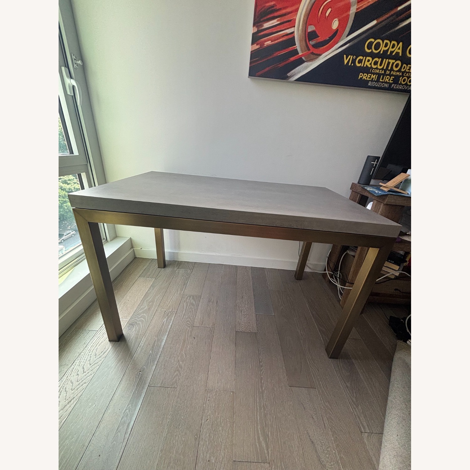 Crate & Barrel Gold Concrete Dining Table - image-2