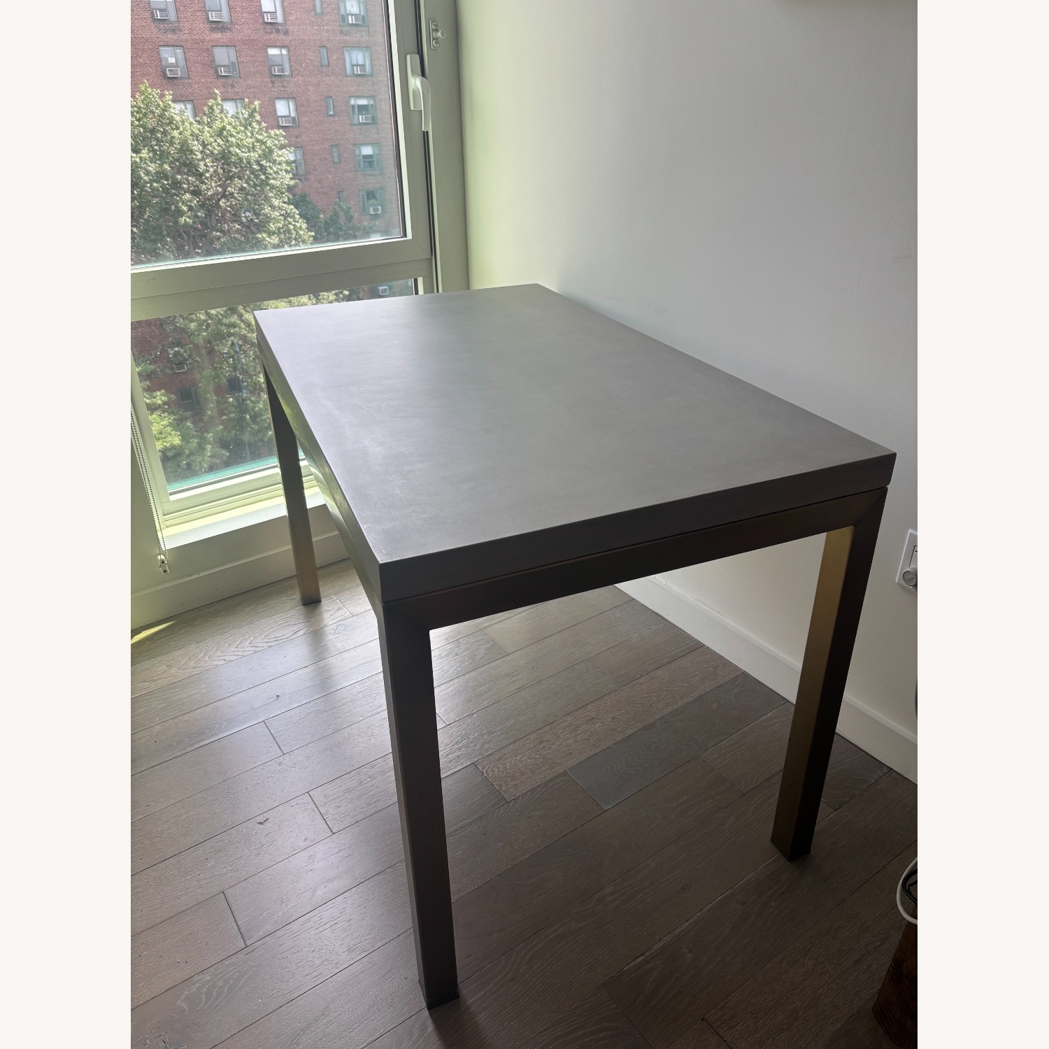 Crate & Barrel Gold Concrete Dining Table - image-1
