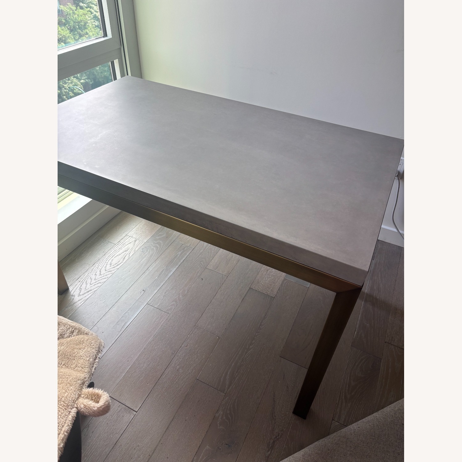 Crate & Barrel Gold Concrete Dining Table - image-4
