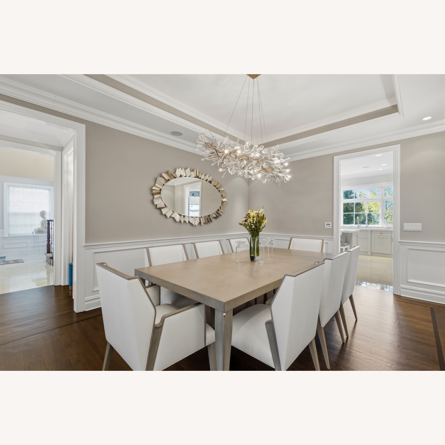 Light Gray Wood Dining Table - image-3