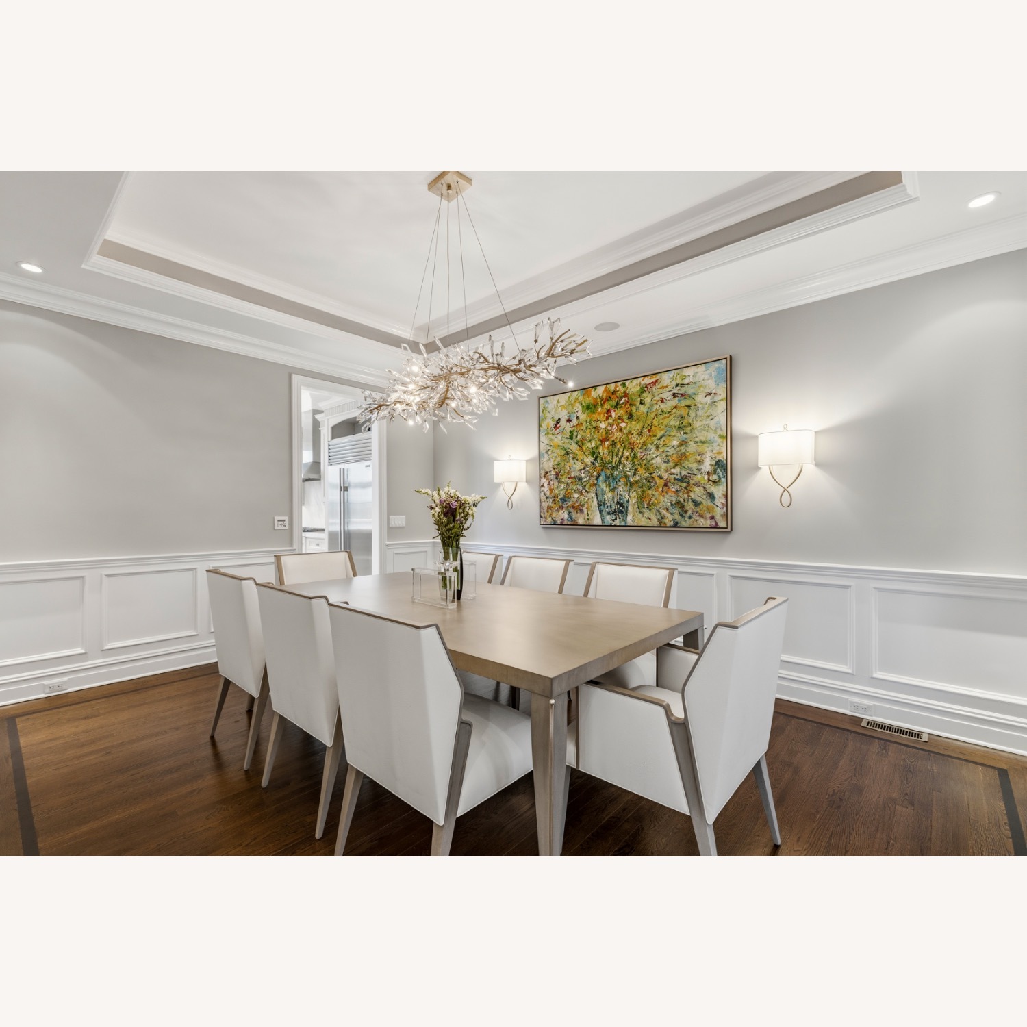 Light Gray Wood Dining Table - image-1