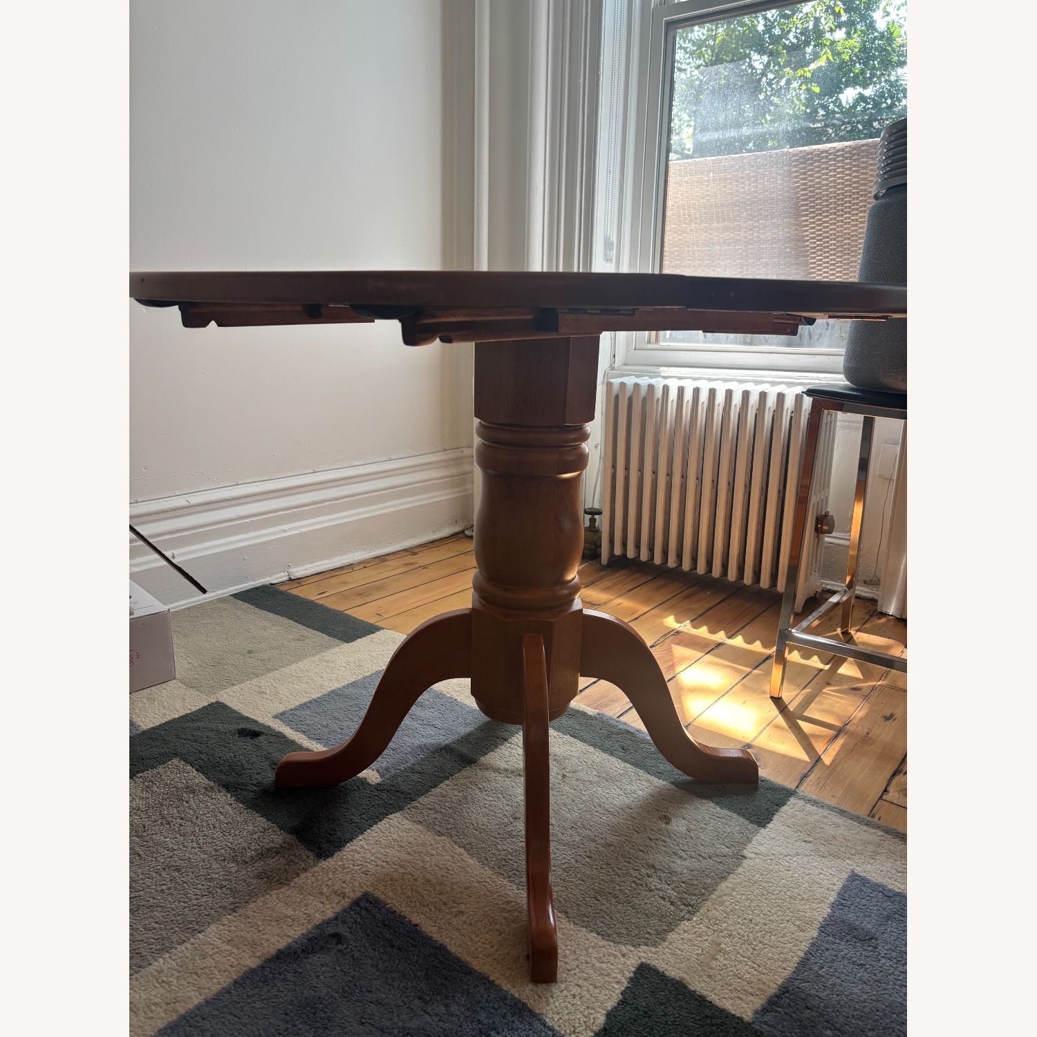Honey Brown Drop Leaf Circle Dining Table - image-2