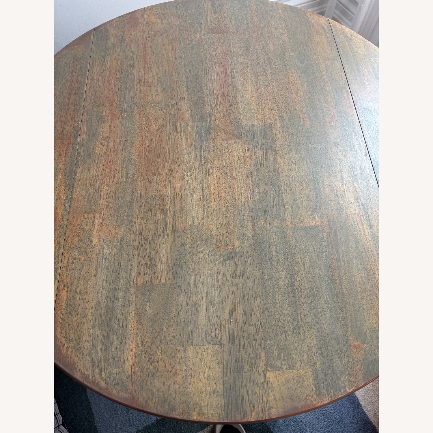 Honey Brown Drop Leaf Circle Dining Table - image-4