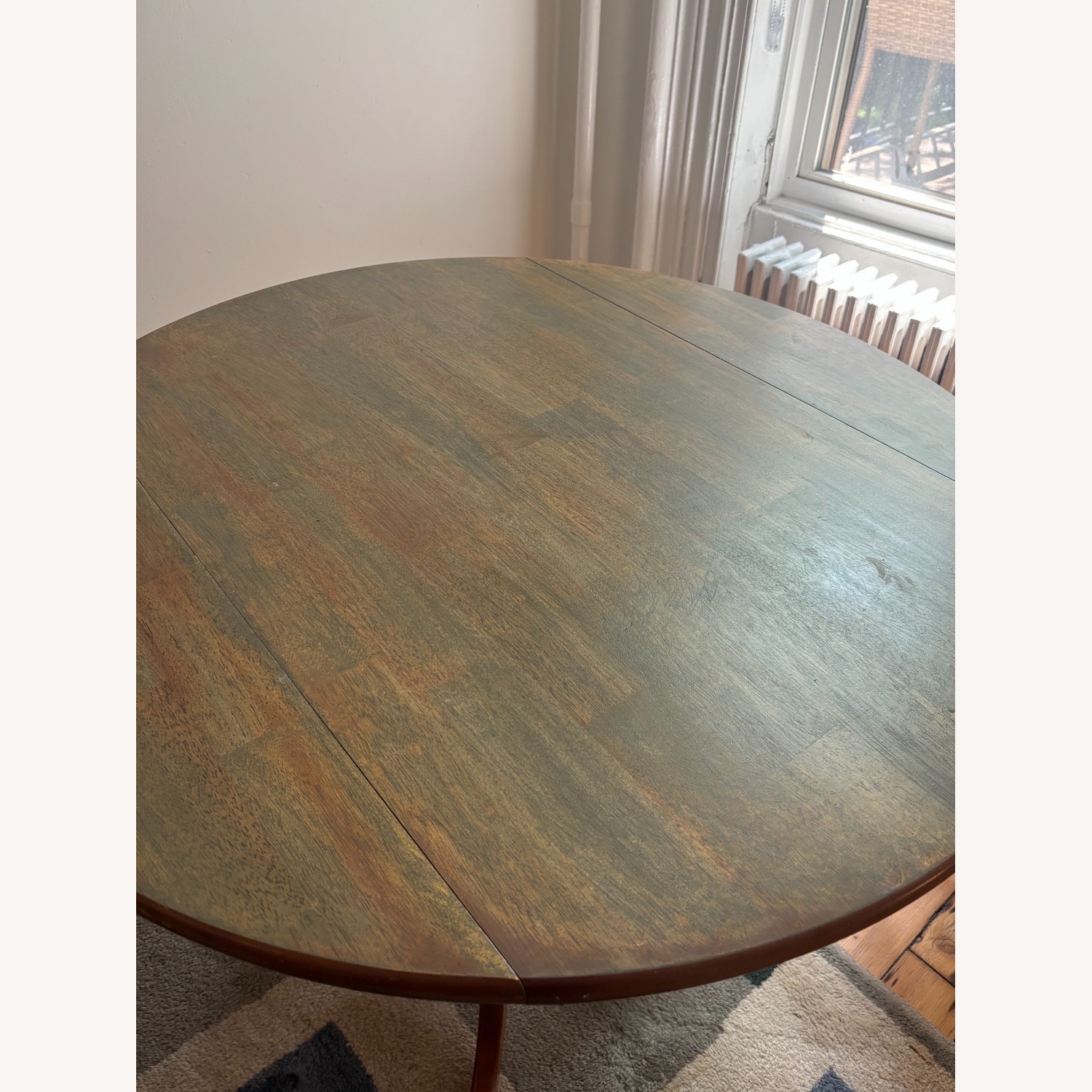 Honey Brown Drop Leaf Circle Dining Table - image-1