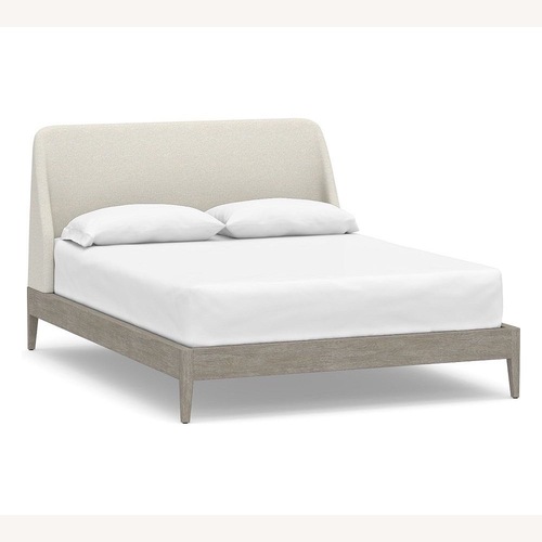 Used Pottery Barn King Layton Upholstered Platform Bed for sale on AptDeco