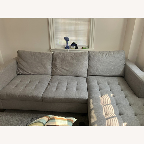 Used World Market Light Gray Fabric 2 Piece Sectional for sale on AptDeco