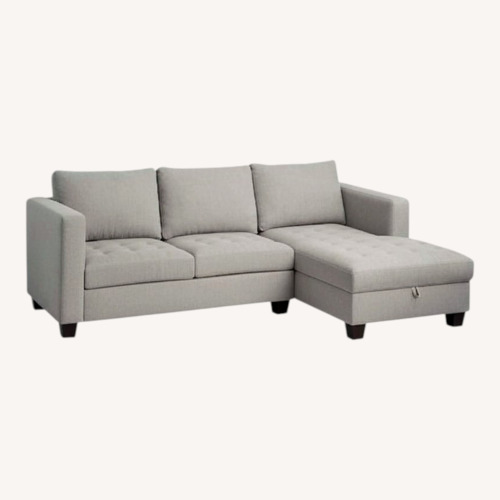 Used World Market Light Gray Fabric 2 Piece Sectional for sale on AptDeco