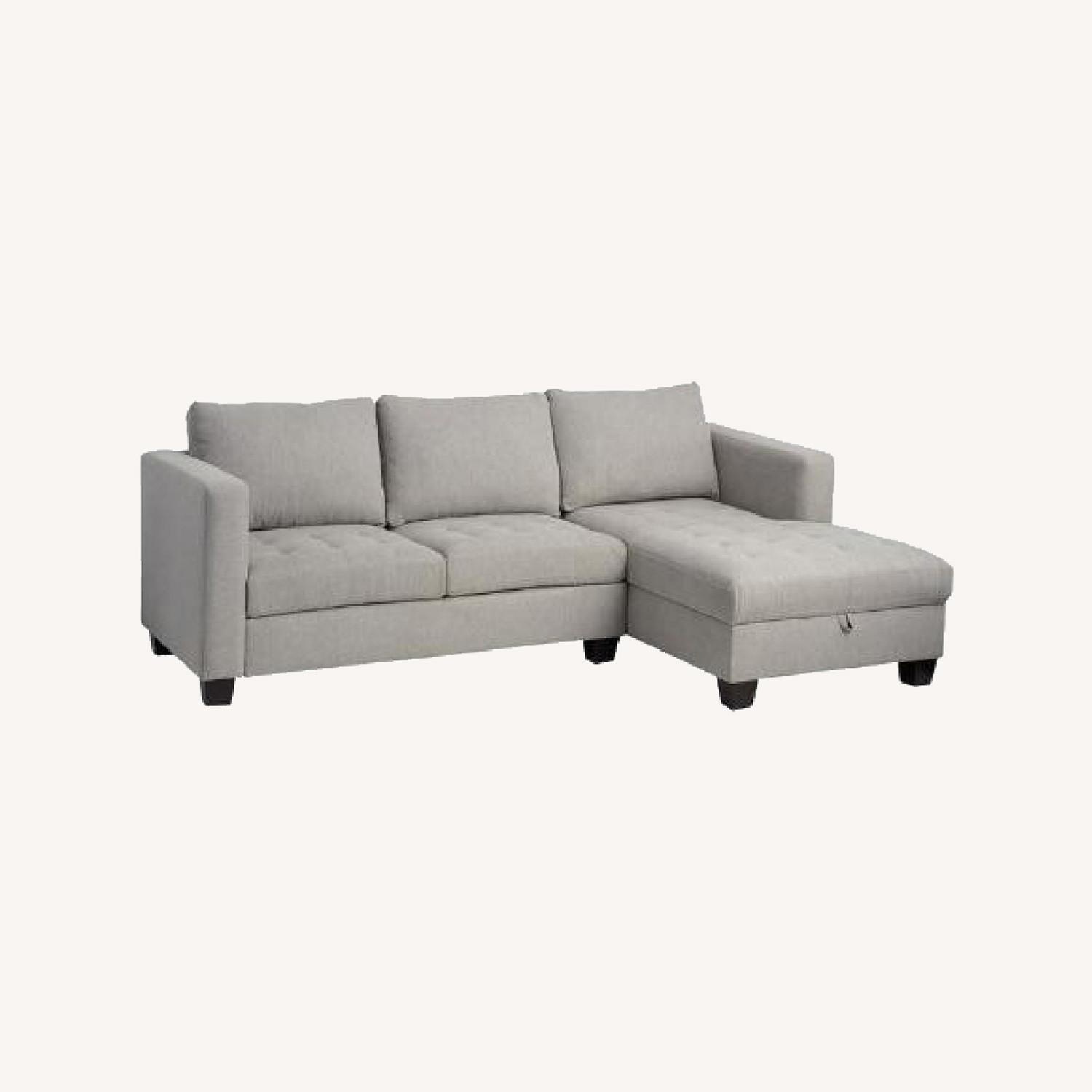 World Market Light Gray Fabric 2 Piece Sectional - image-4