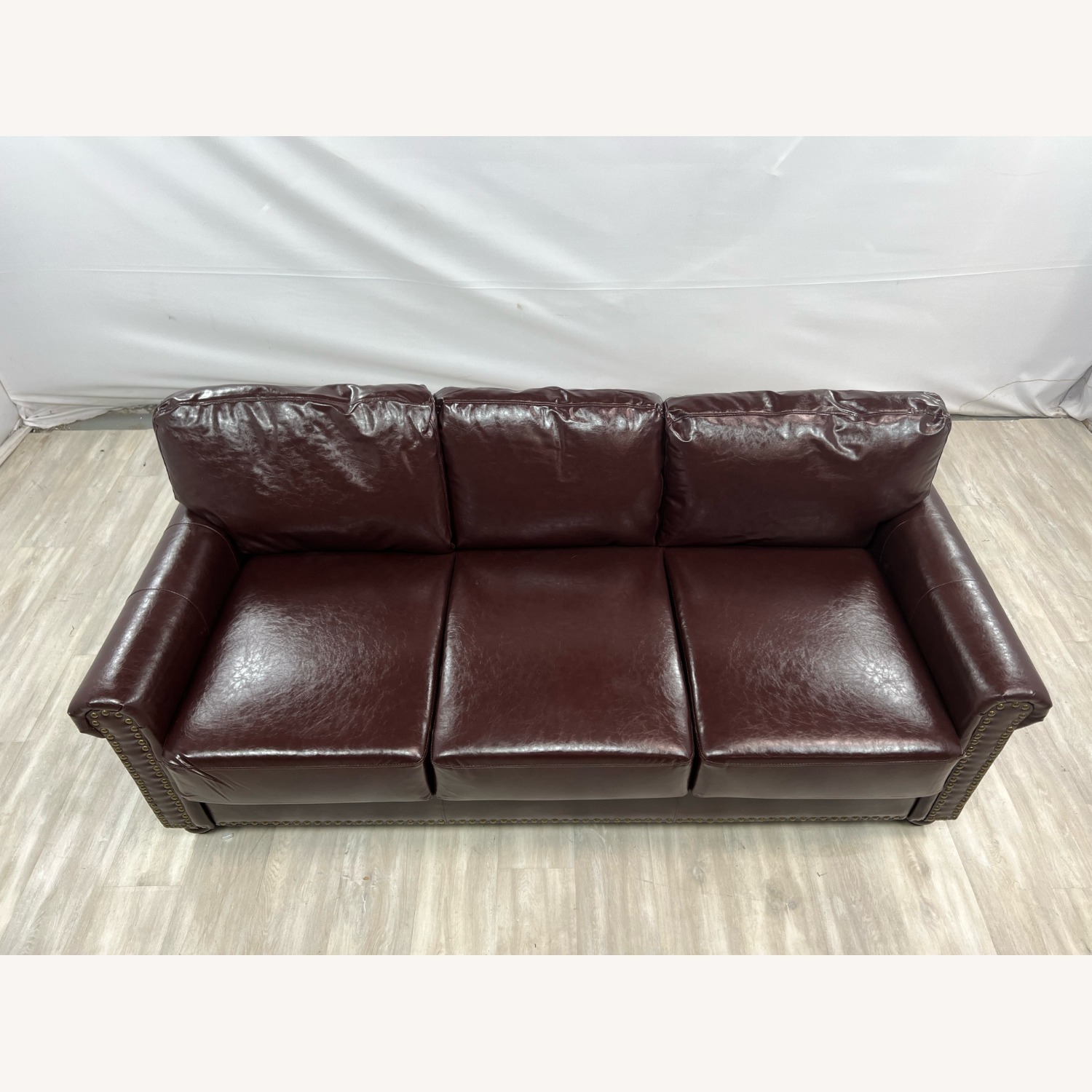 Dark Brown Leather 3+ Seater Sofa - image-3