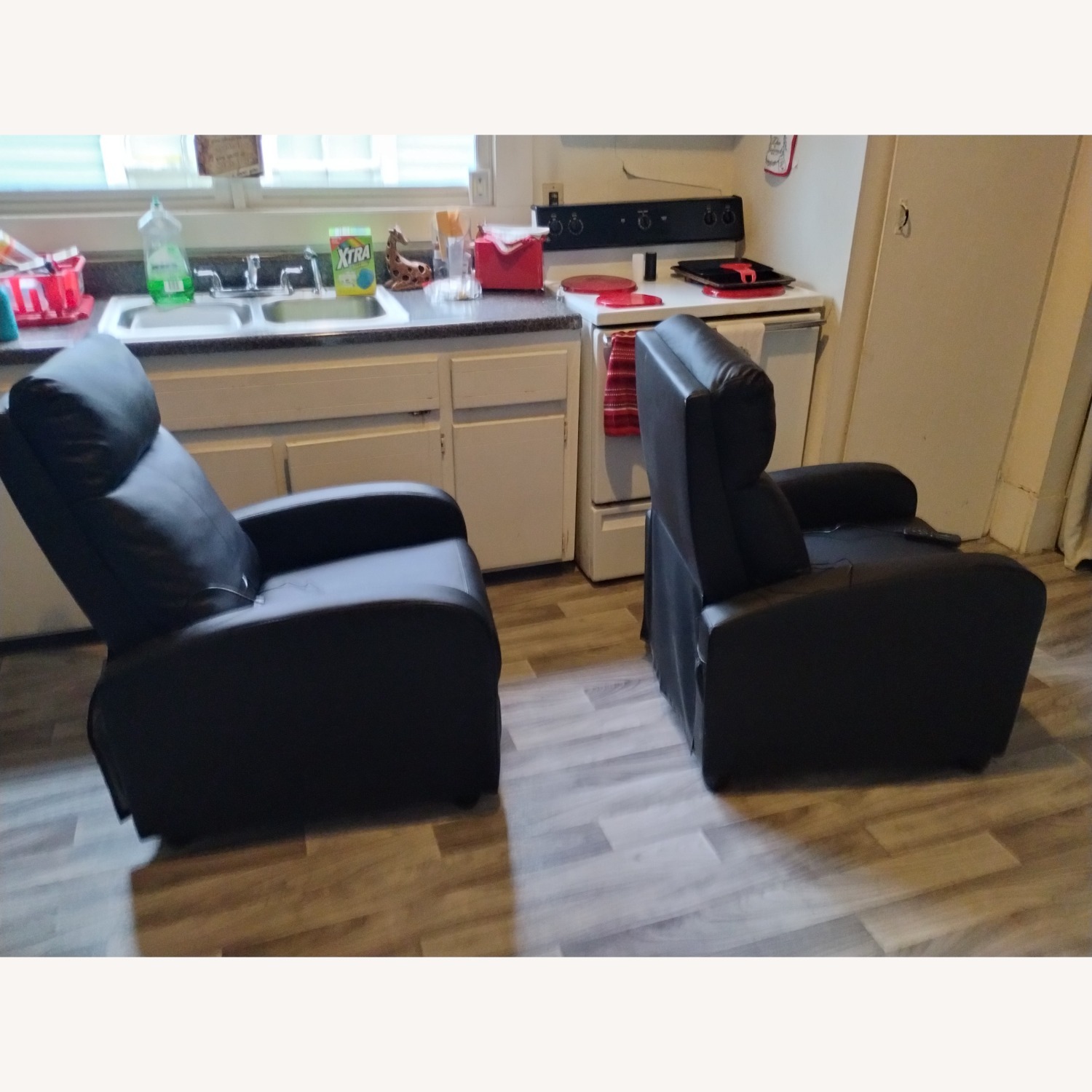 Black Leather Recliner With Massage Remote - image-2