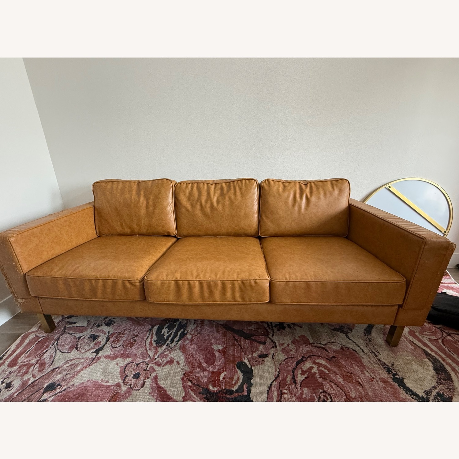 Albany Park Albany Gold Leather 3+ Seater Sofa - image-1