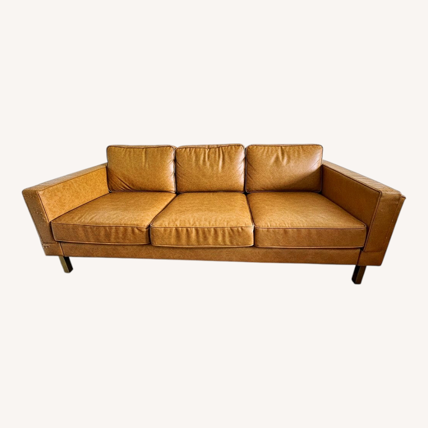 Albany Park Albany Gold Leather 3+ Seater Sofa - image-0