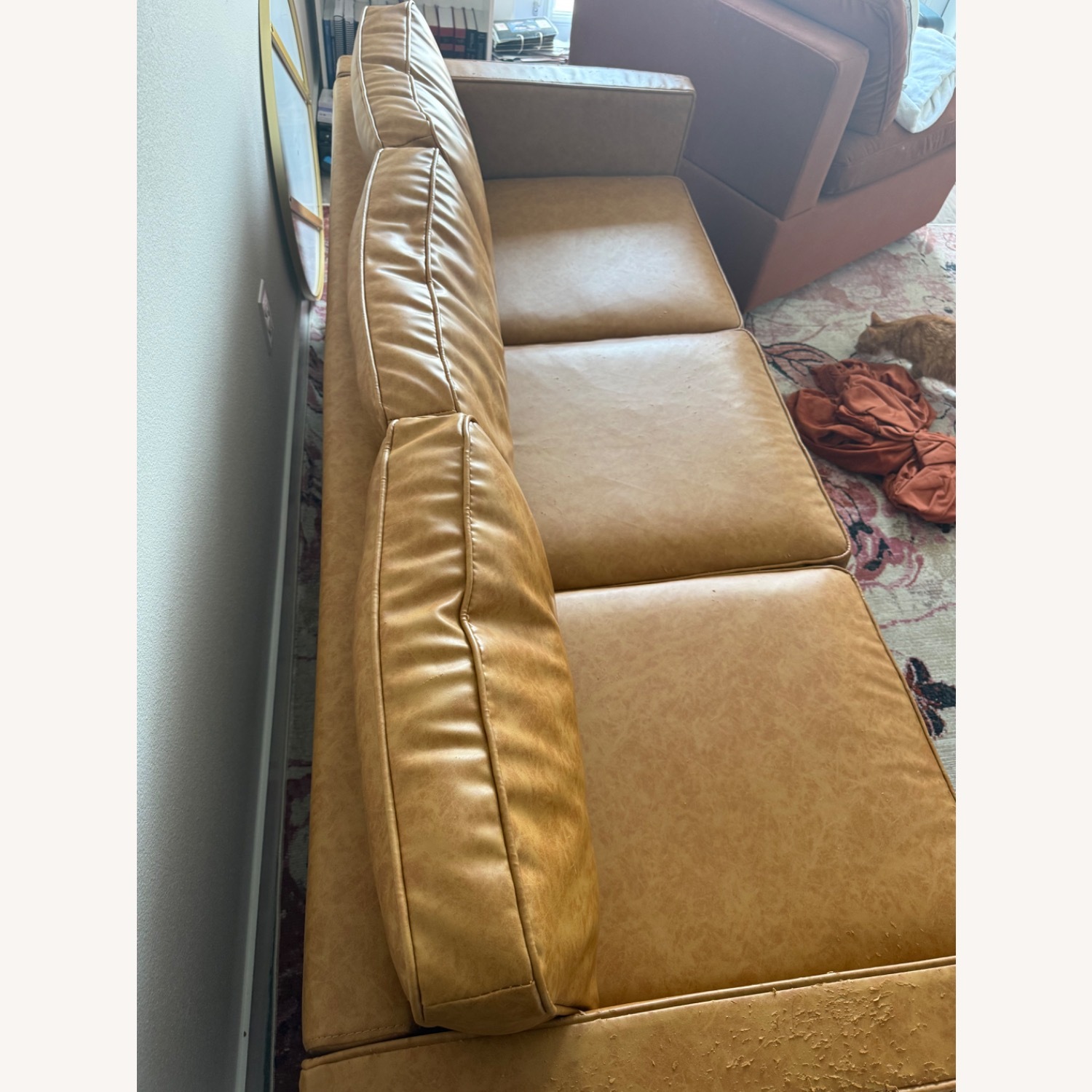 Albany Park Albany Gold Leather 3+ Seater Sofa - image-4