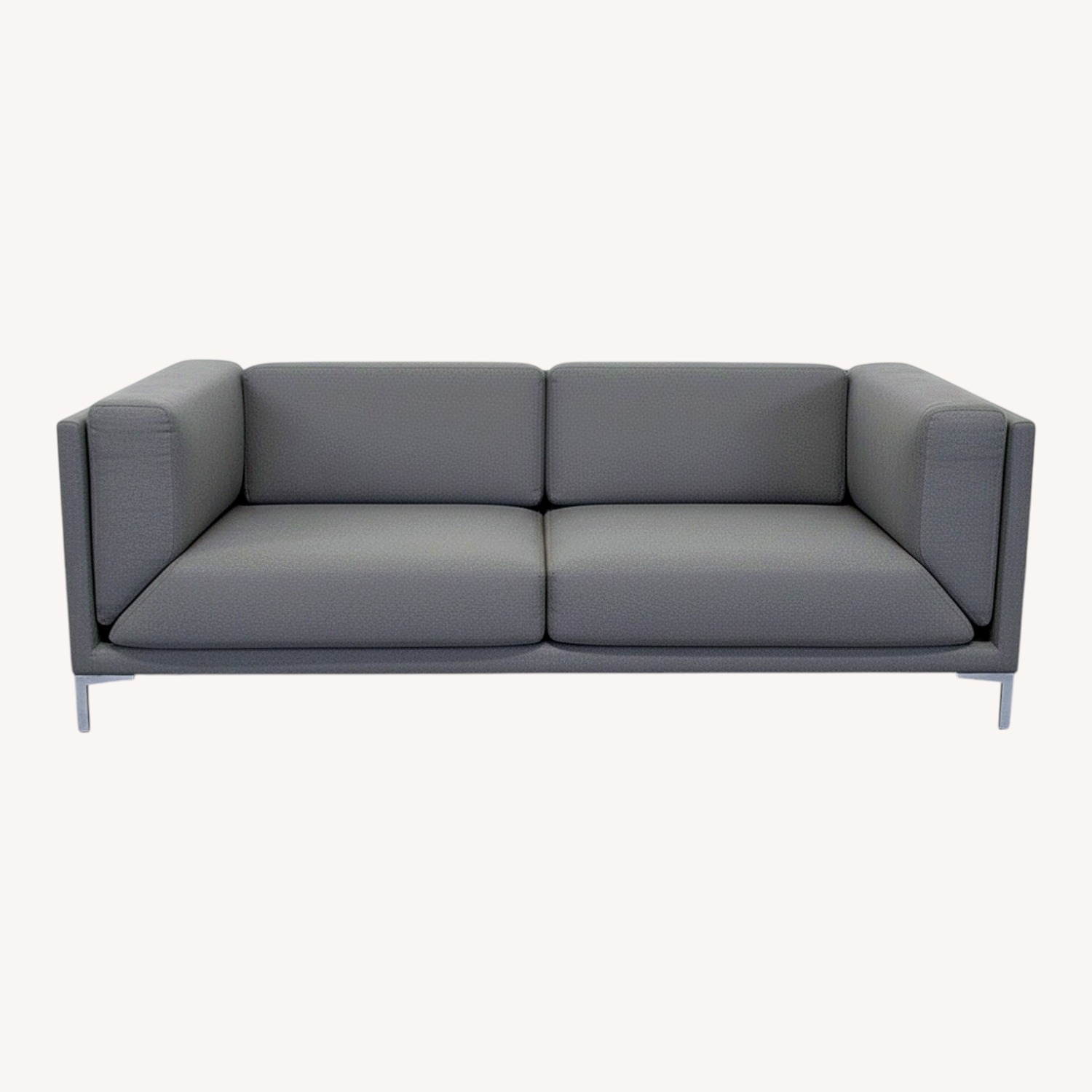 CB2 Ciudad Modern Dark Gray Loveseat with Metal - image-0