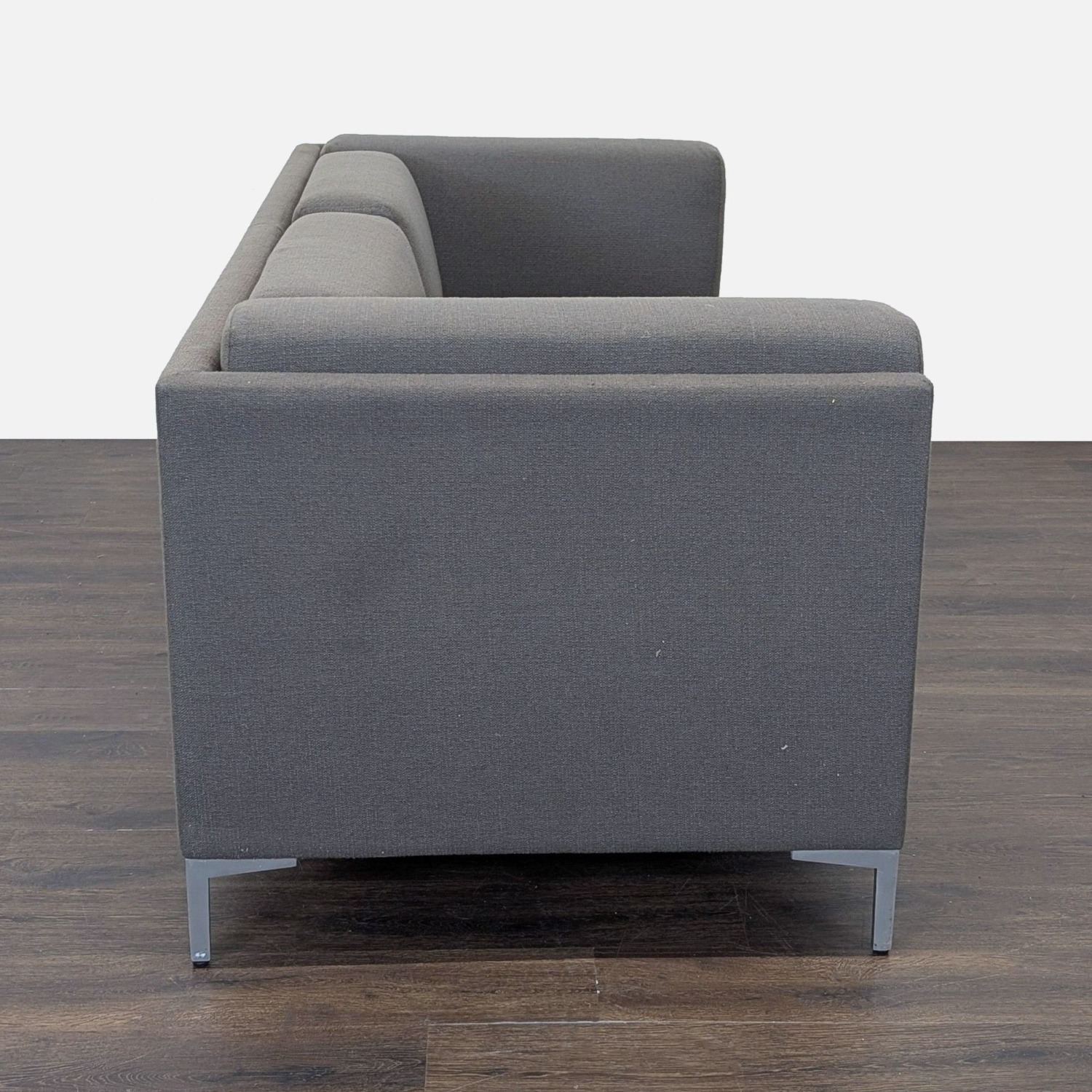 CB2 Ciudad Modern Dark Gray Loveseat with Metal - image-3