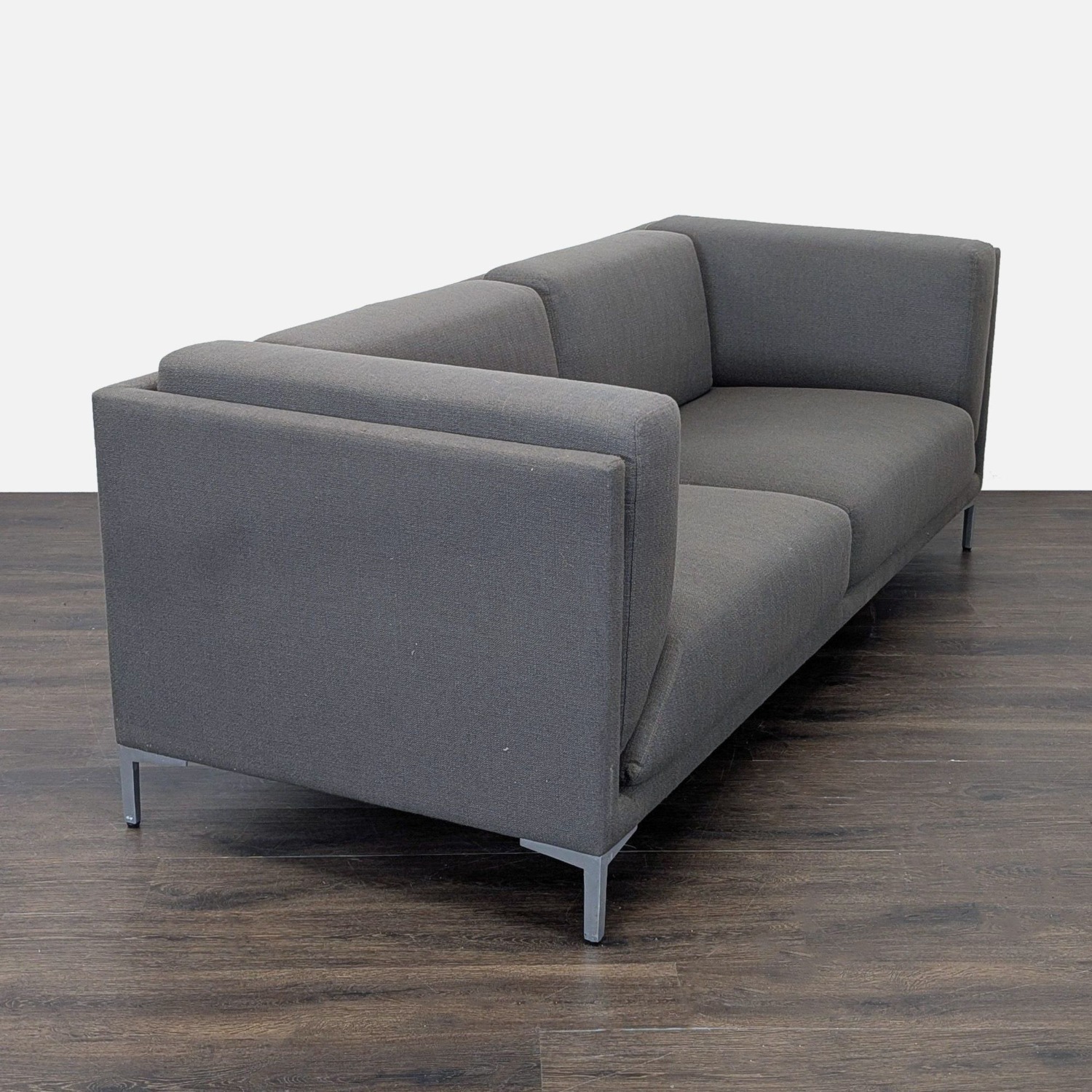 CB2 Ciudad Modern Dark Gray Loveseat with Metal - image-2