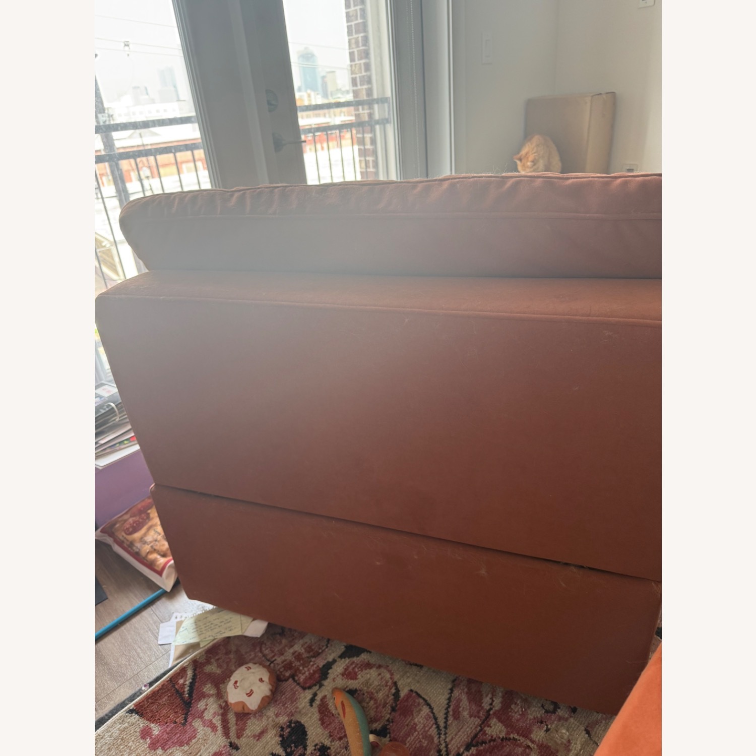 Albany Park Kova Orange Velvet Armchair - image-4