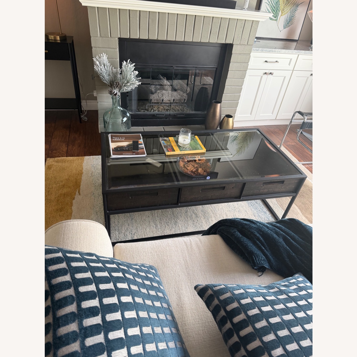 Living Spaces Dark Brown Glass Coffee Table - image-1