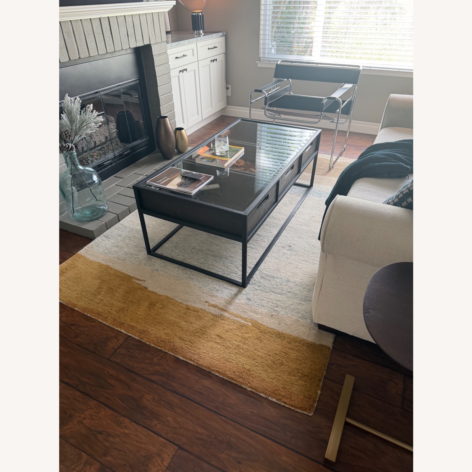 Living Spaces Dark Brown Glass Coffee Table - image-3