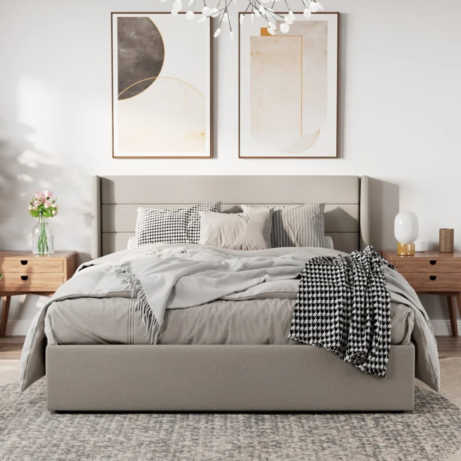 Upholstered Bed Frame with Lift Up Storage - image-5