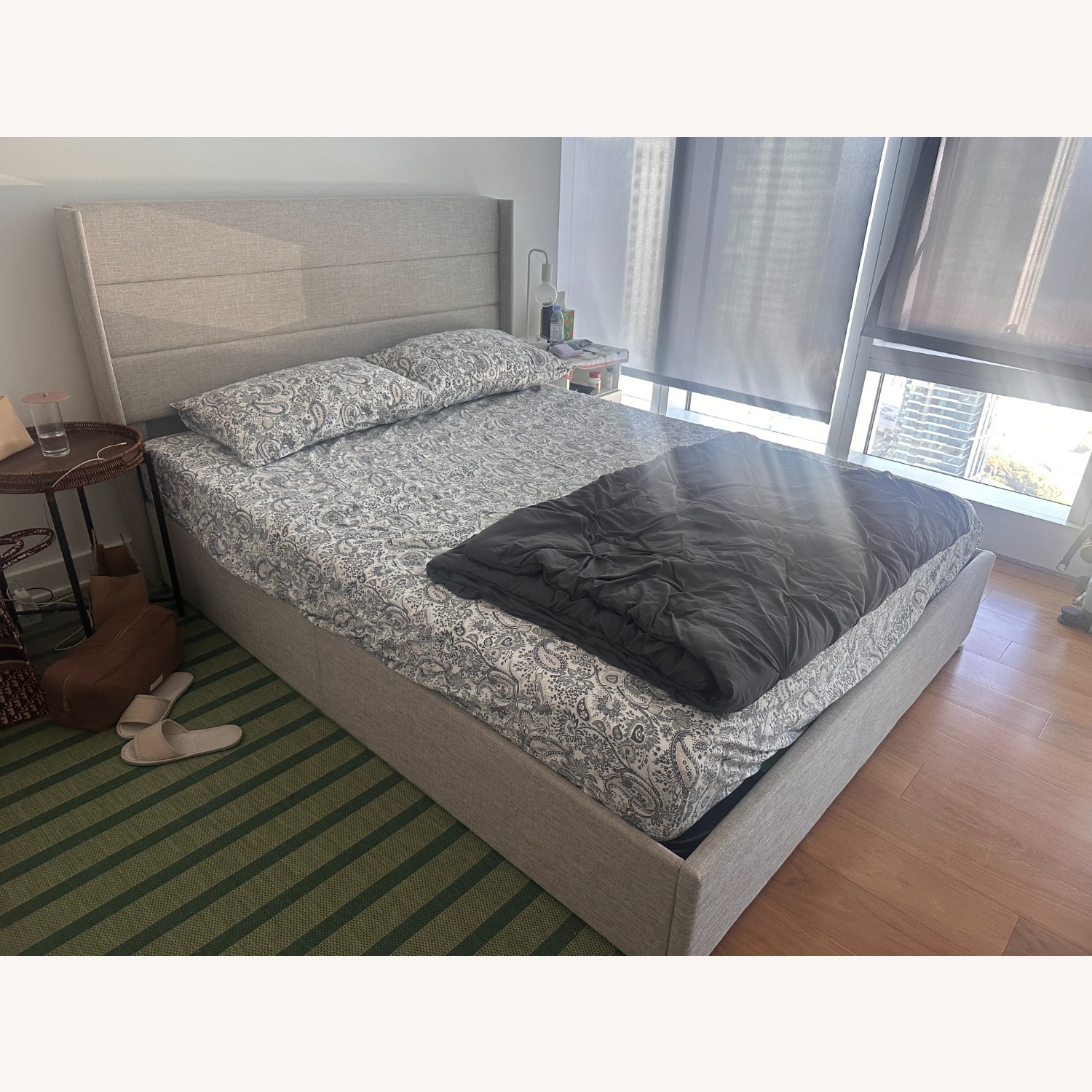 Upholstered Bed Frame with Lift Up Storage - image-1