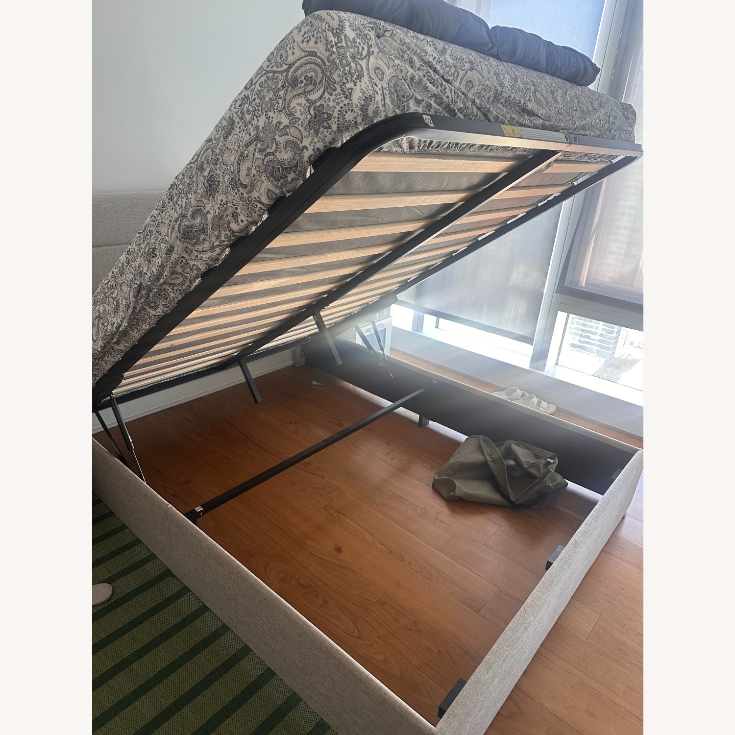 Upholstered Bed Frame with Lift Up Storage - image-4