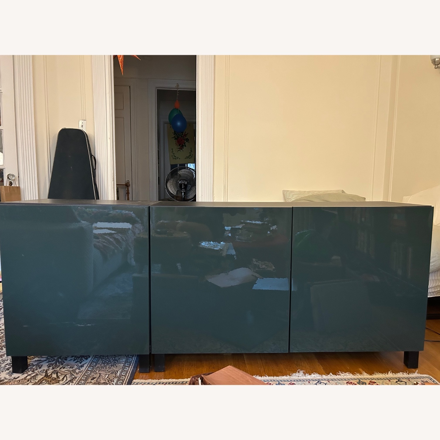 IKEA Besta High Gloss Dark Olive Green Sideboard - image-1