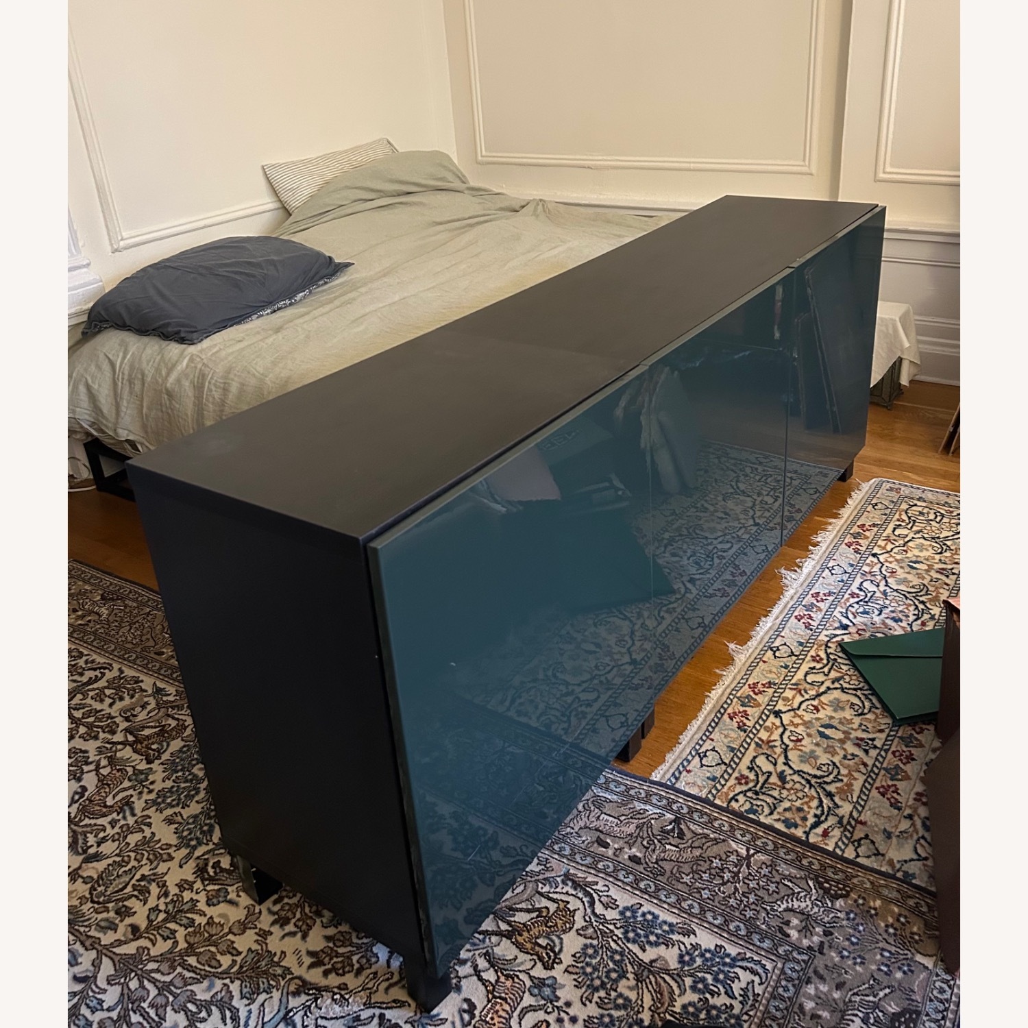 IKEA Besta High Gloss Dark Olive Green Sideboard - image-2
