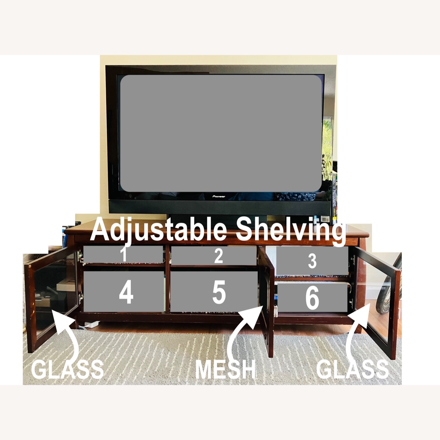 Techcraft SWP60 Classic Wood Tone Credenza TV Stand - image-4