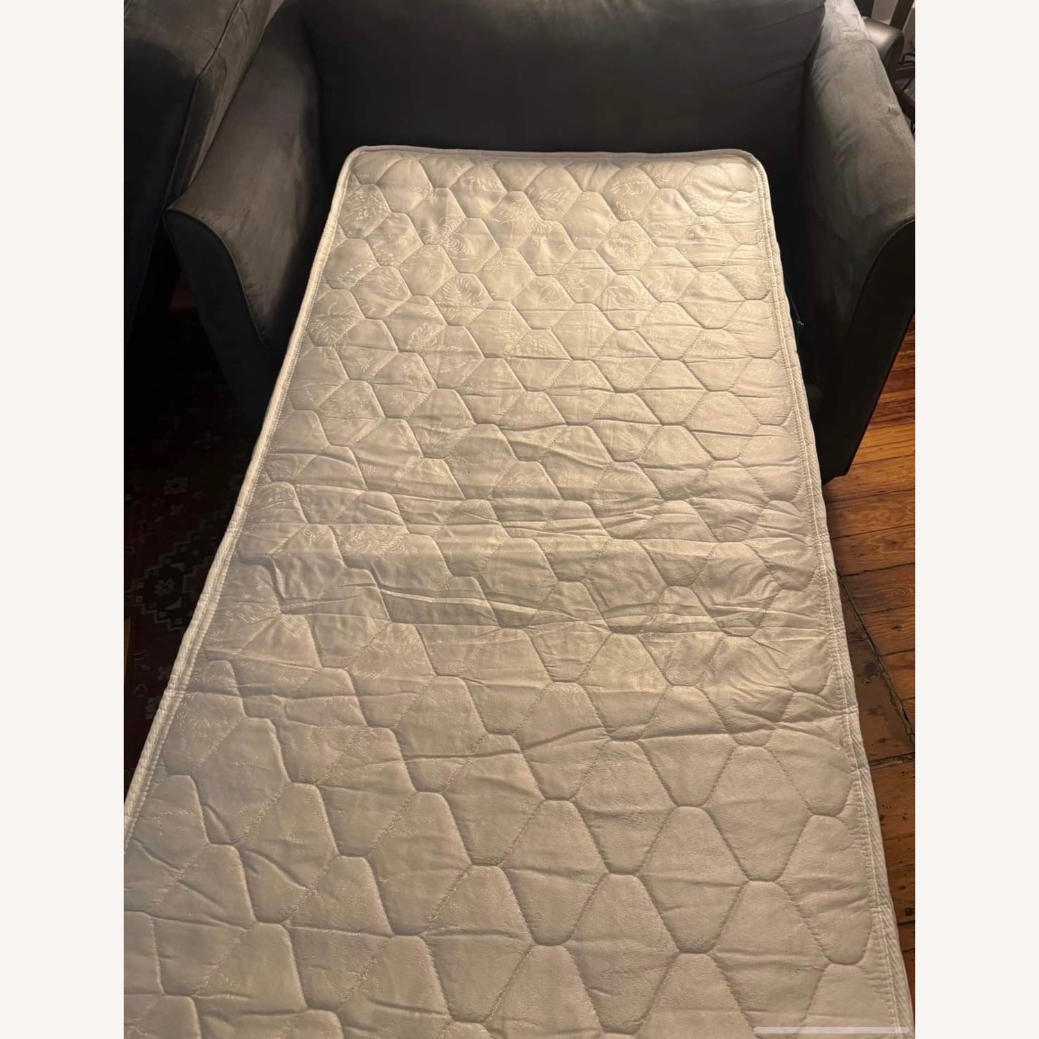 Dark Gray Suede Sleeper Sofa - image-2