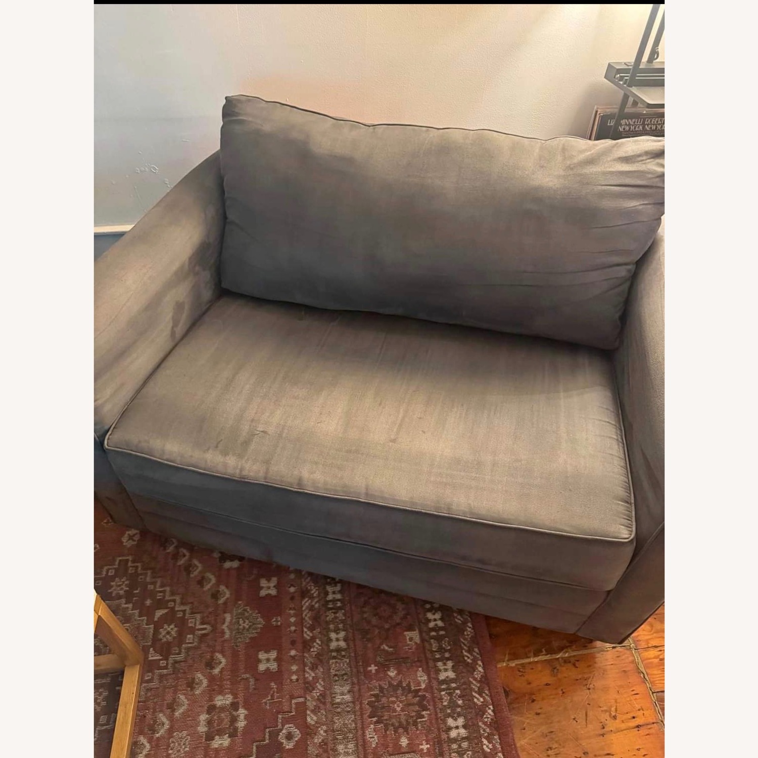 Dark Gray Suede Sleeper Sofa - image-1