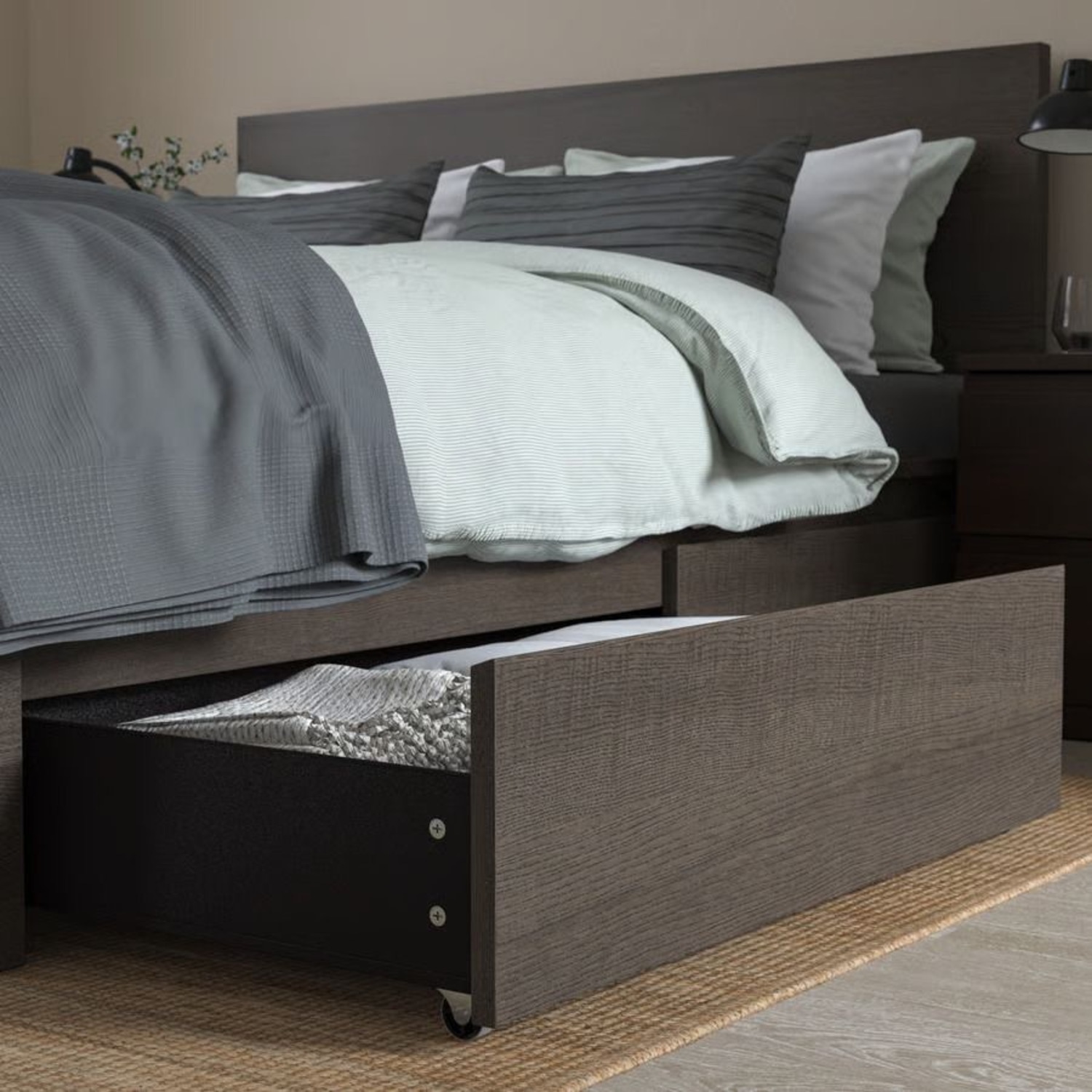 IKEA Malm Dark Brown Wood Queen Bed - image-4
