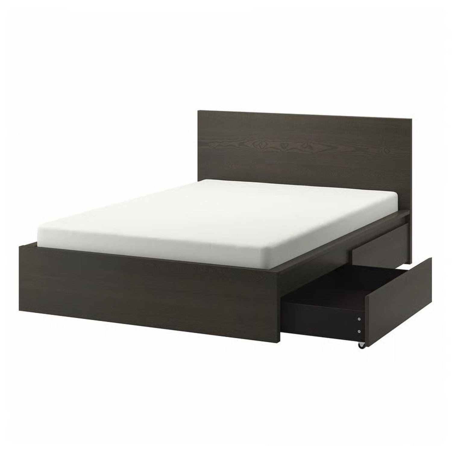 IKEA Malm Dark Brown Wood Queen Bed - image-2