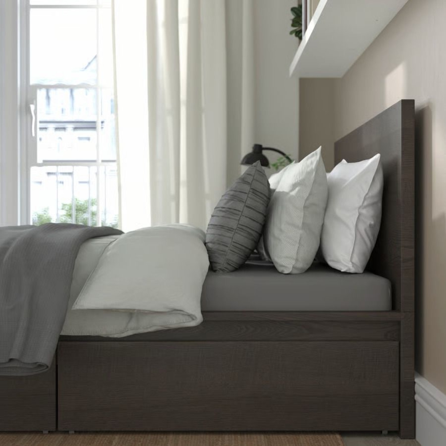 IKEA Malm Dark Brown Wood Queen Bed - image-5