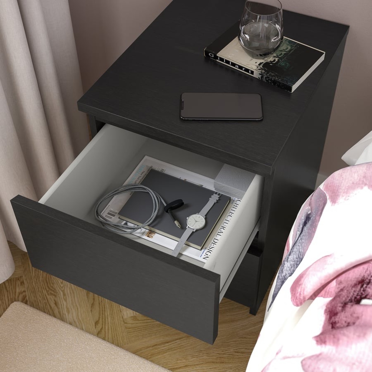 IKEA Malm Dark Brown Wood Chest - image-3