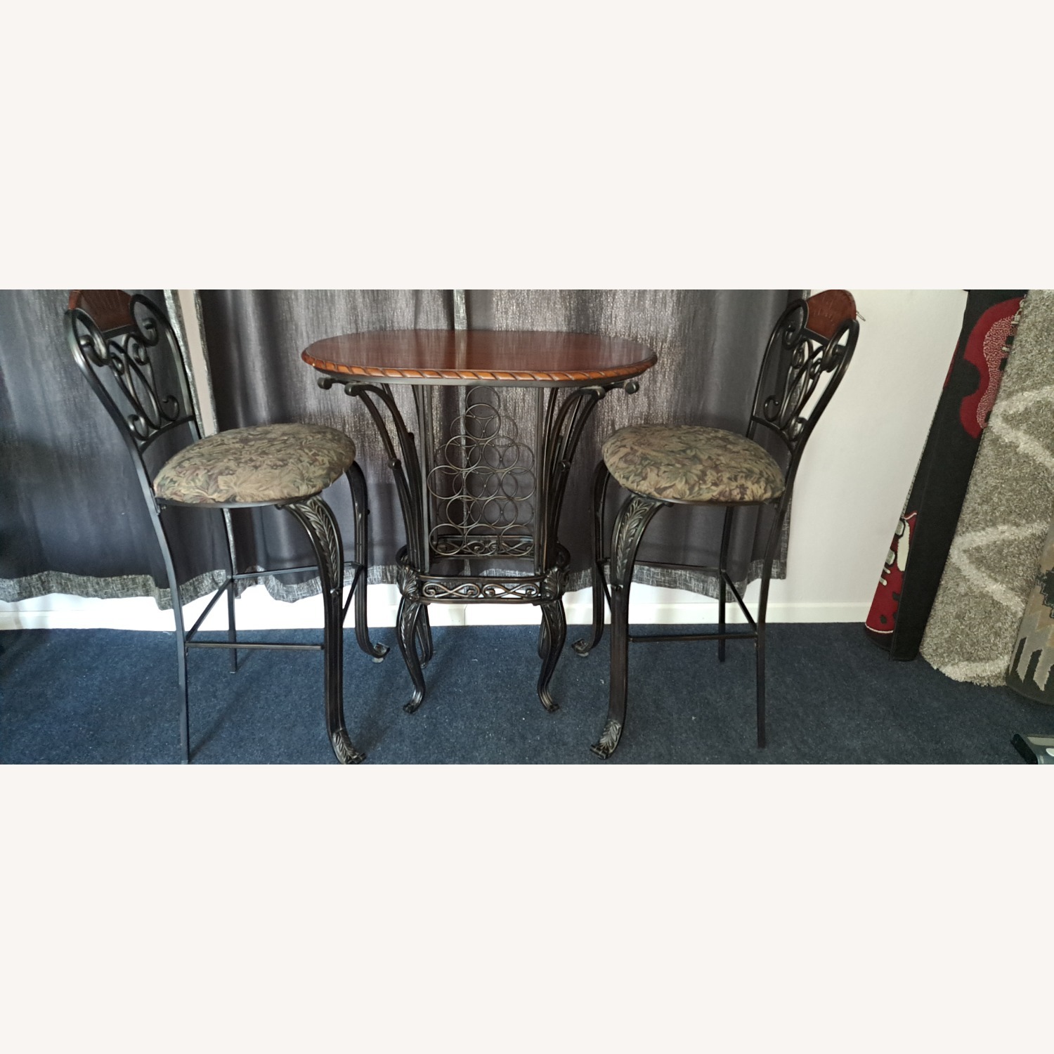 Wine Rack,Barstool Table and 2 Chairs - image-3
