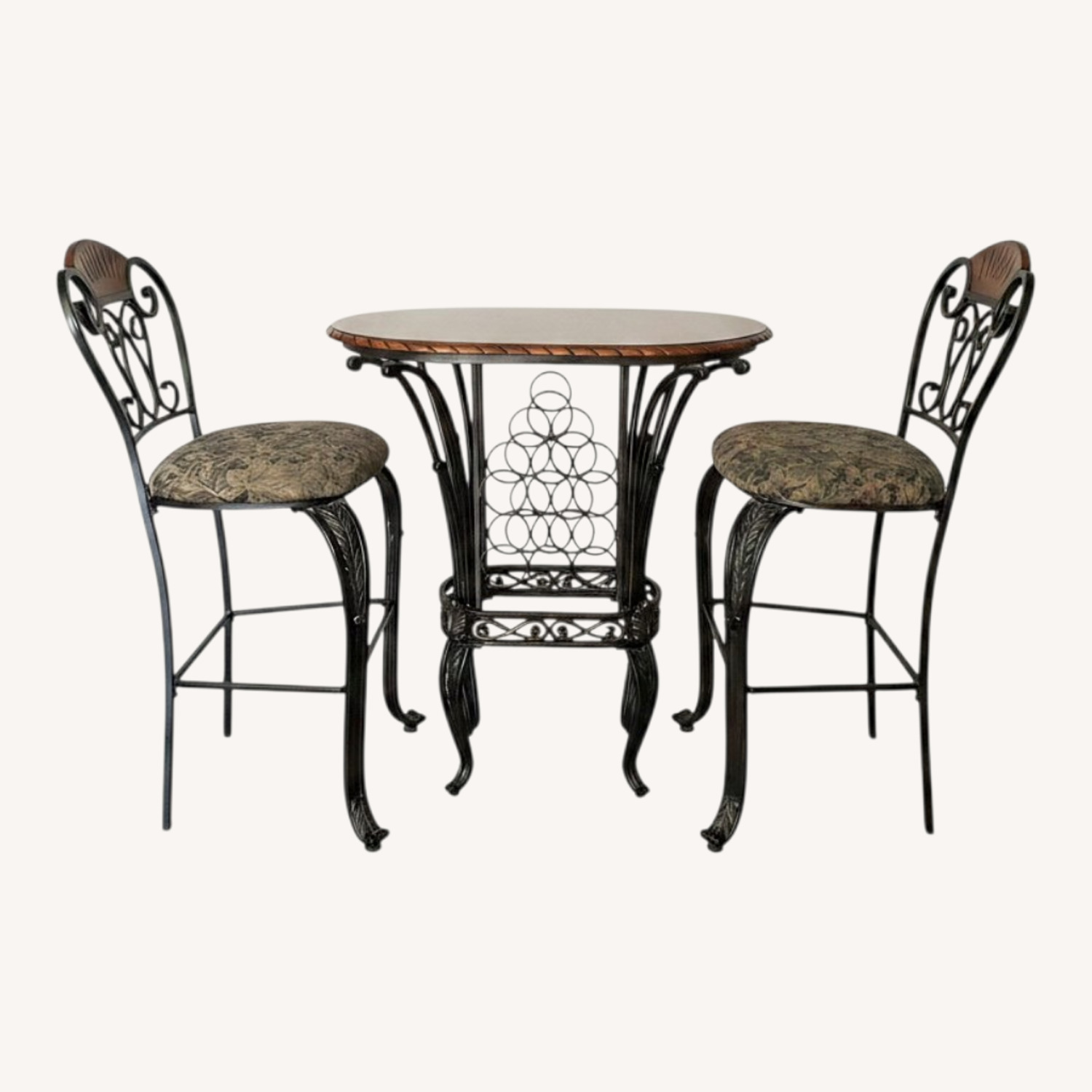 Wine Rack,Barstool Table and 2 Chairs - image-0