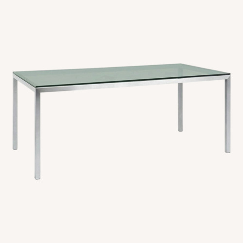Used Room & Board Transparent Glass Dining Table for sale on AptDeco