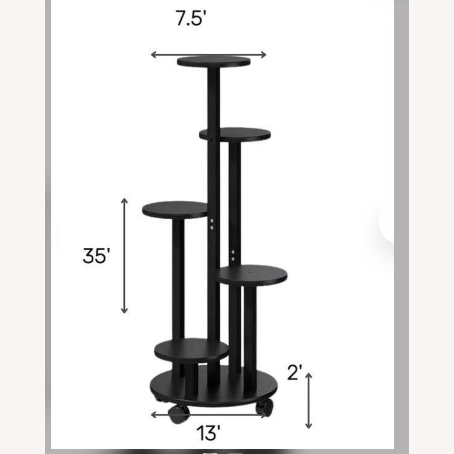 Black Plant Stand with Wheels - image-2