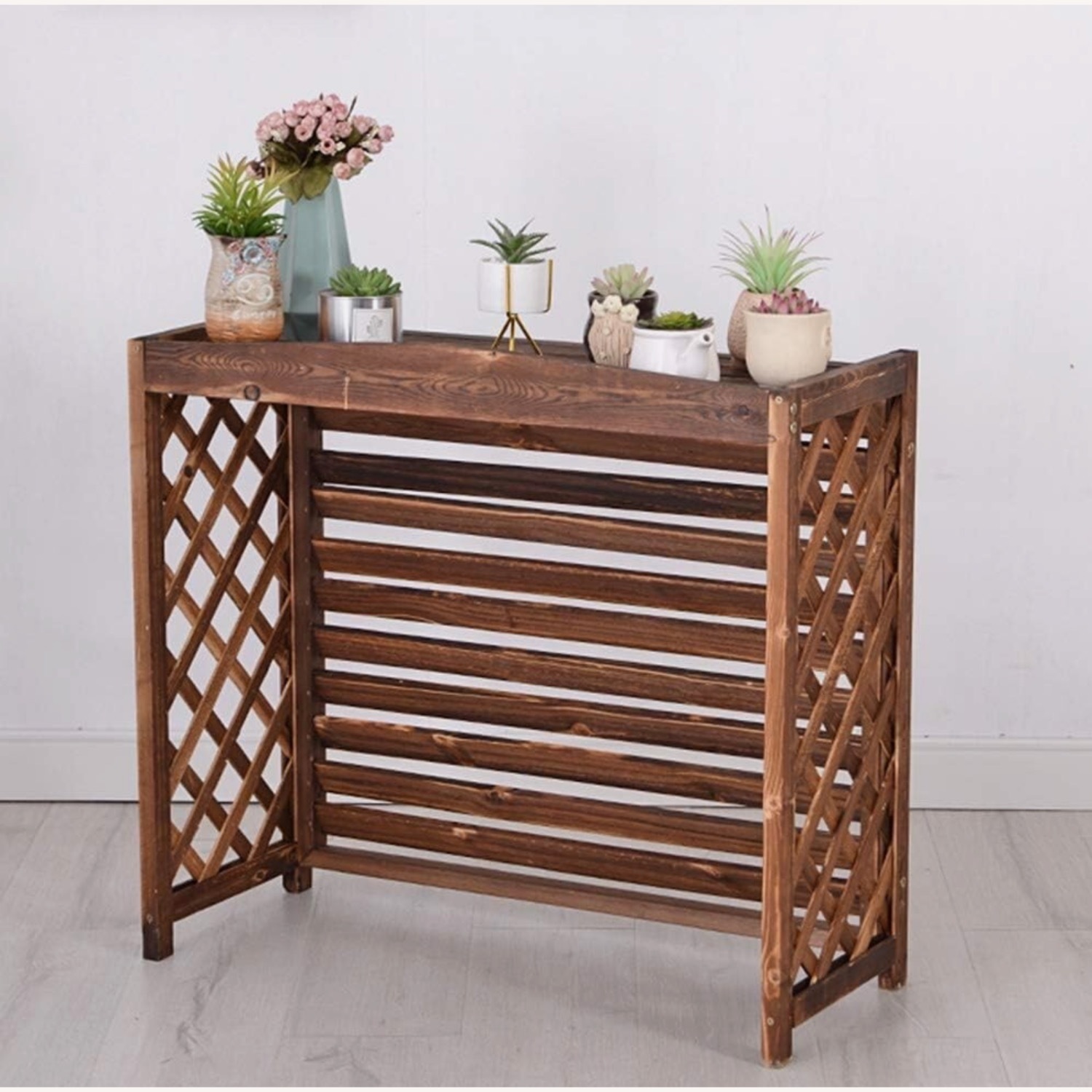 Wooden Radiator Cover For Home Steam Radiator Covers Rustic Plant Flower Pot - image-1