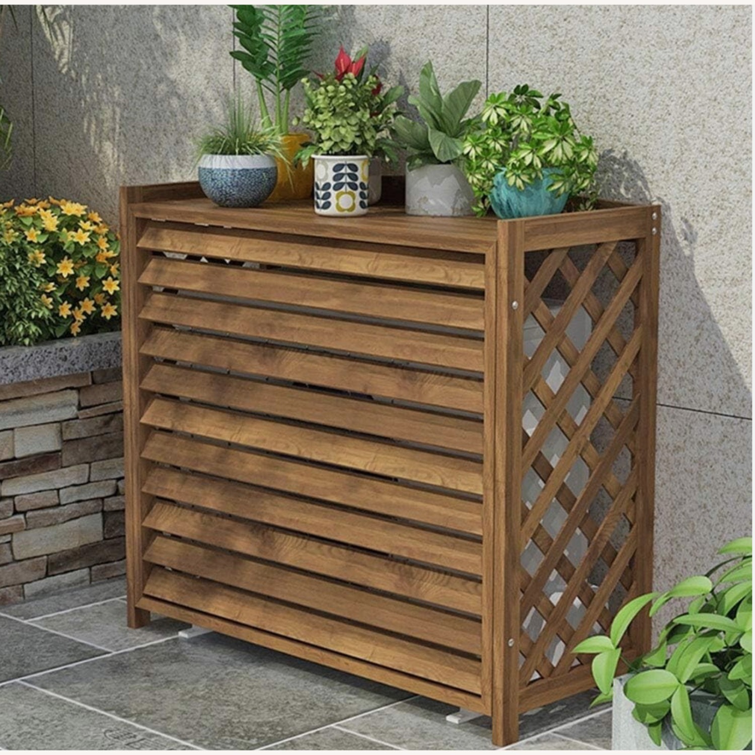 Wooden Radiator Cover For Home Steam Radiator Covers Rustic Plant Flower Pot - image-2