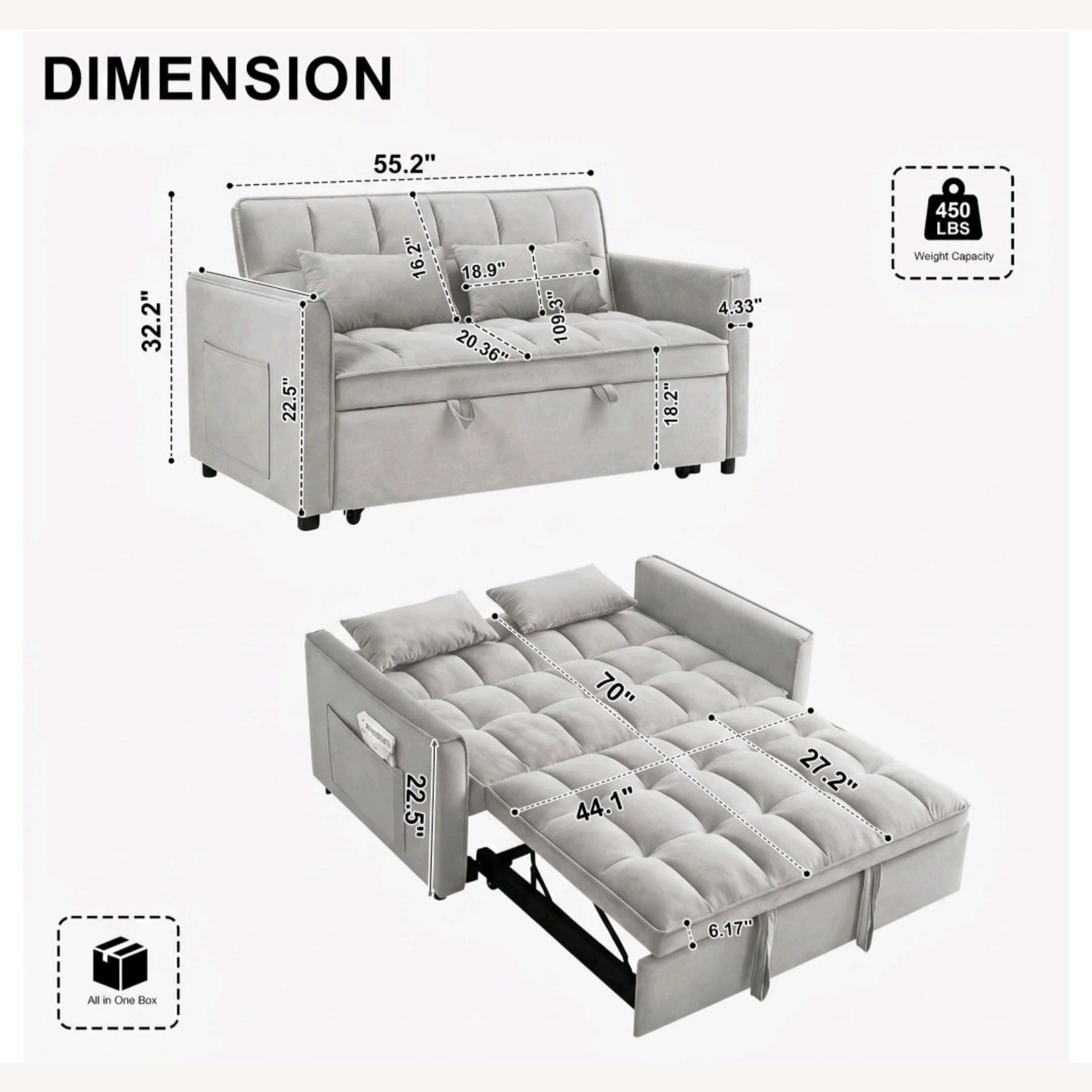 Velvet Sleeper Sofa - image-4