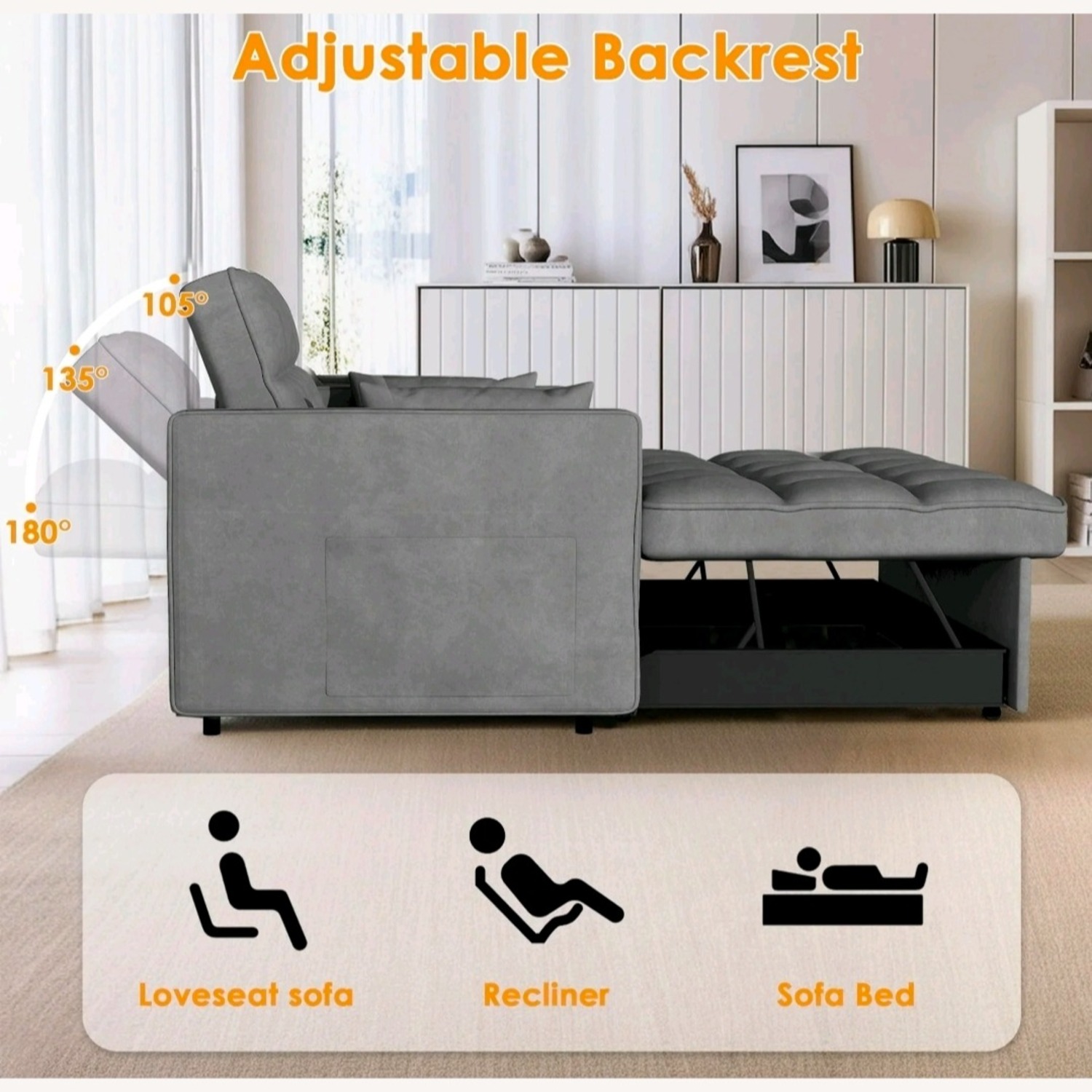 Velvet Sleeper Sofa - image-3