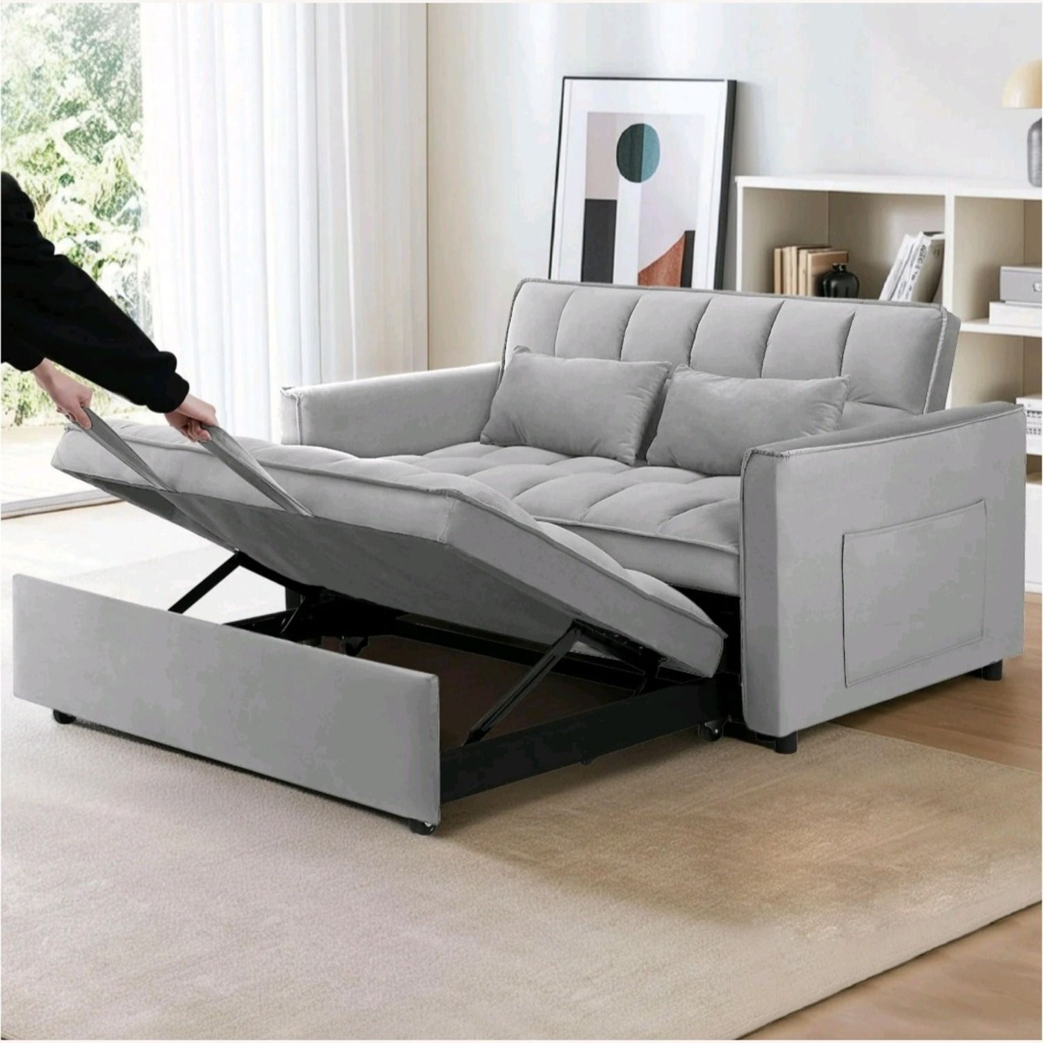 Velvet Sleeper Sofa - image-2