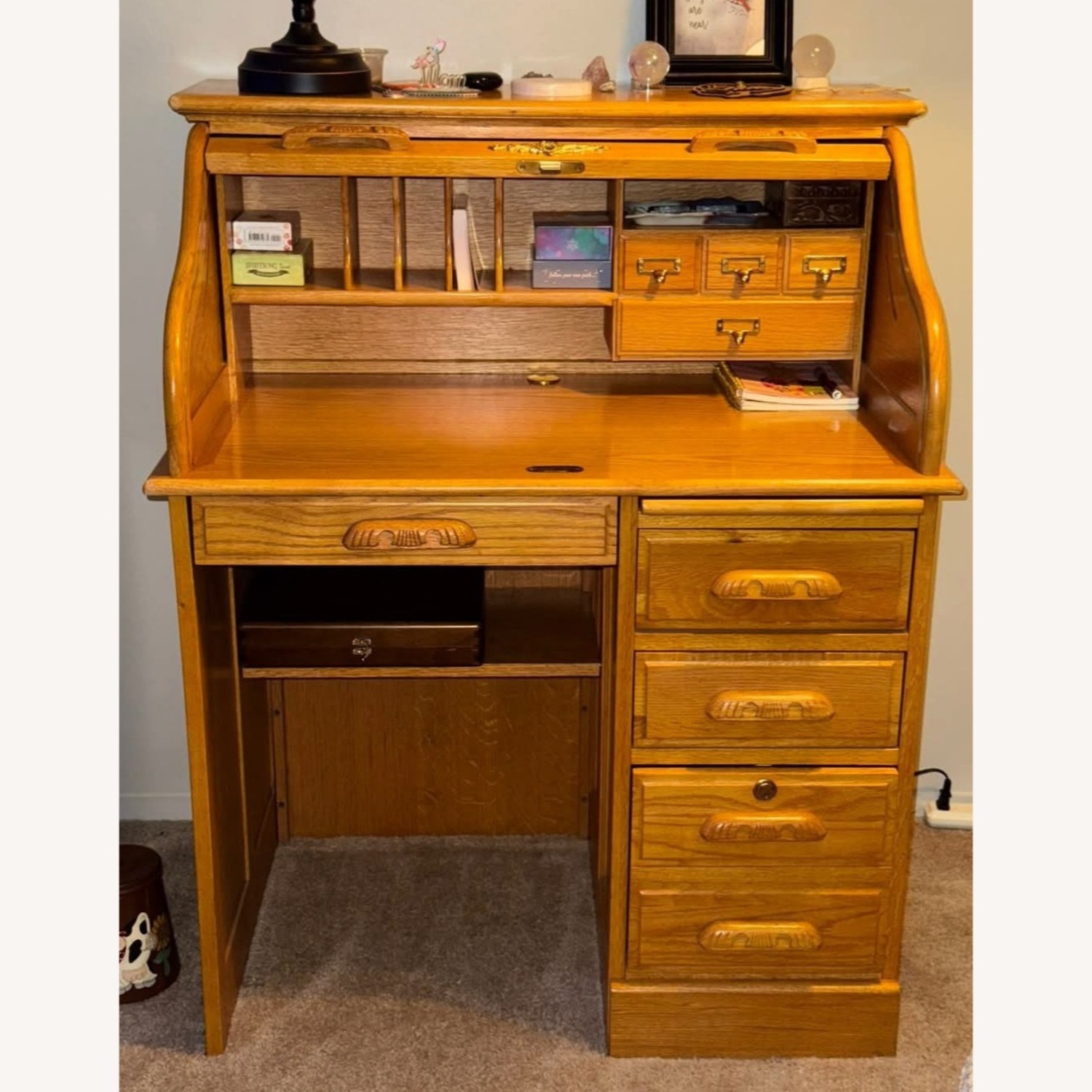DutchCrafters Amish Wood Rolltop Desk - image-2