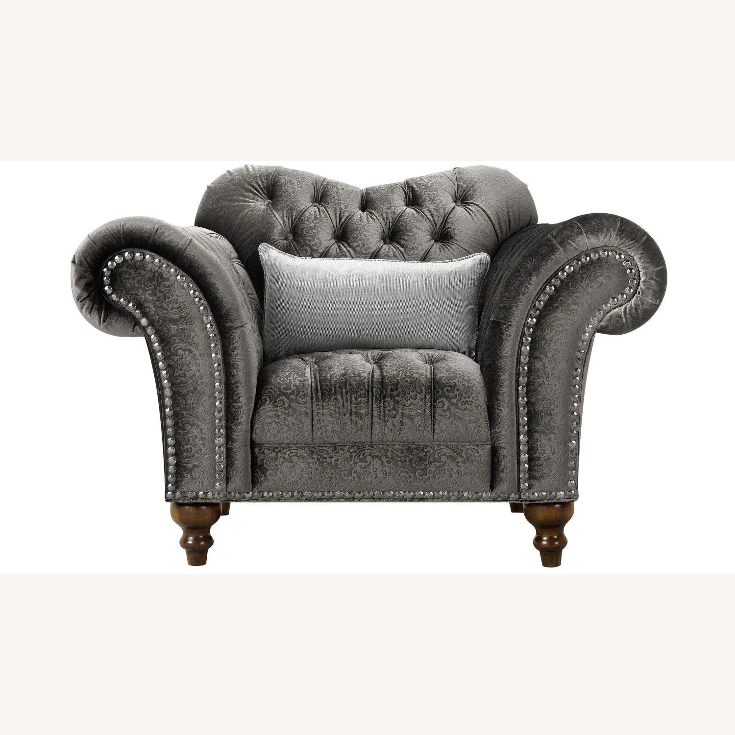 Raymour & Flanigan Dutchess Dark Gray Velvet Armchair - image-5