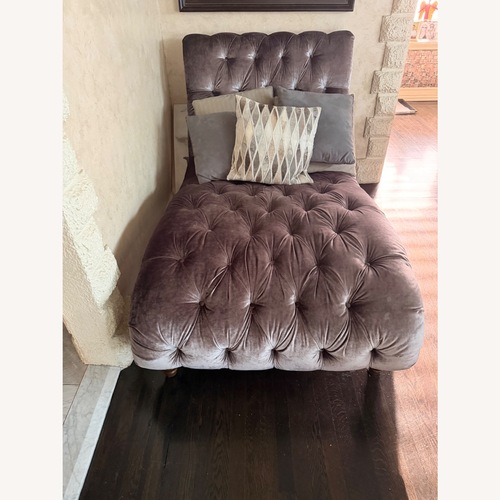 Used Raymour & Flanigan Dark Gray Velvet Chaise Lounge for sale on AptDeco