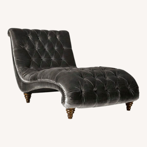 Used Raymour & Flanigan Dark Gray Velvet Chaise Lounge for sale on AptDeco